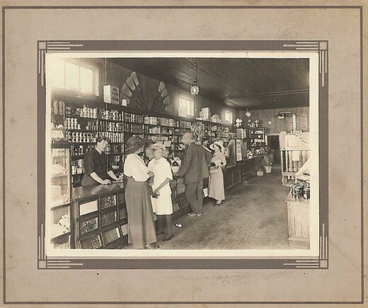 Historic photo of inside of local shop